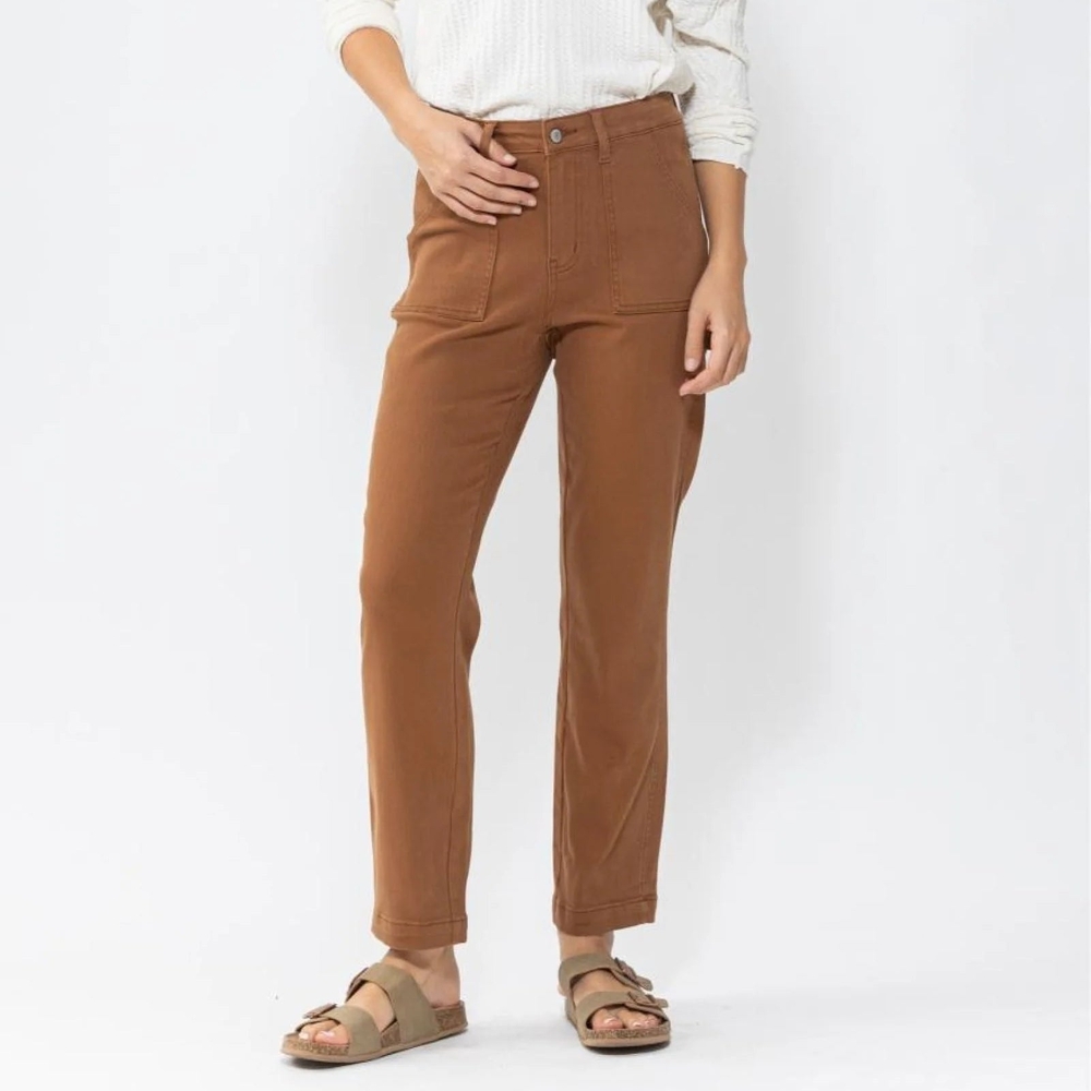 Judy Blue Straight Leg Jeans in Chestnut Brown